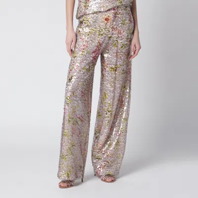 Alberta Ferretti Alberta Ferreti Sequin Trousers With Floral Pattern In Multi