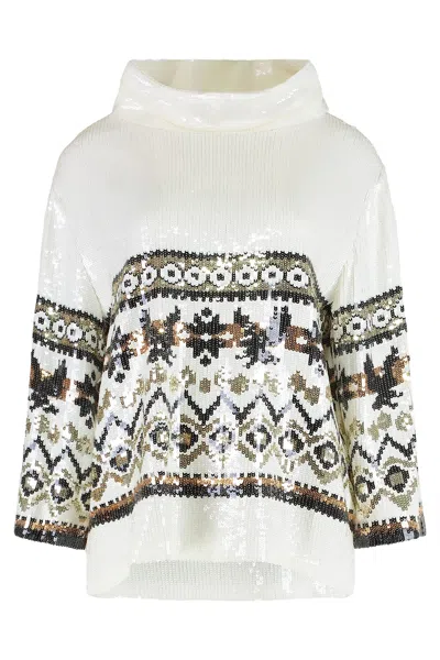 Alberta Ferretti Sequined Blouse In White