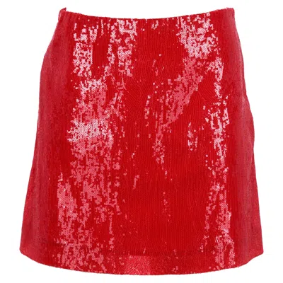 Alberta Ferretti Sequined Mini A-line Skirt In Red Polyester