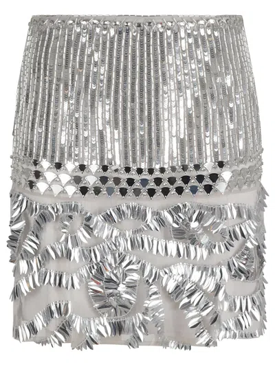 Alberta Ferretti Sequined Skirt In Grey