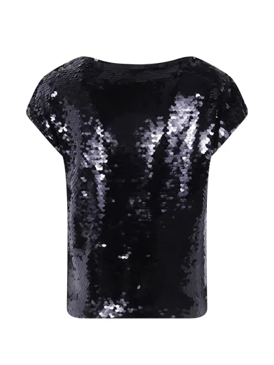 Alberta Ferretti Sequin-embellished Blouse In Black