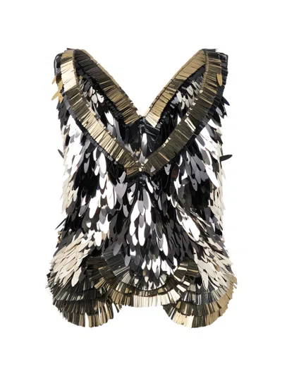 Alberta Ferretti Sequin-embellished Blouse In Multi