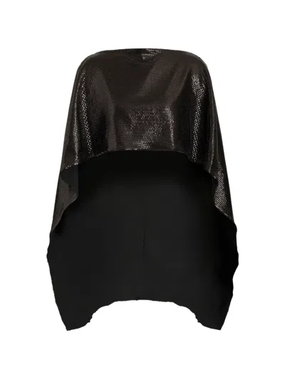 Alberta Ferretti Sequin-embellished Cape Scarf In Black