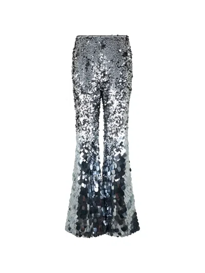 Alberta Ferretti Sequin-embellished Flared Trousers In Metallic
