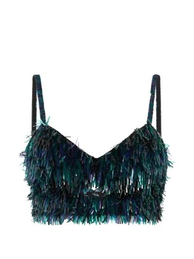 Alberta Ferretti Sequin-embellished Fringed Top In Multi