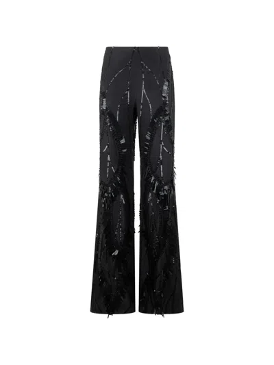Alberta Ferretti Sequin-embellished Palazzo Pants In Black