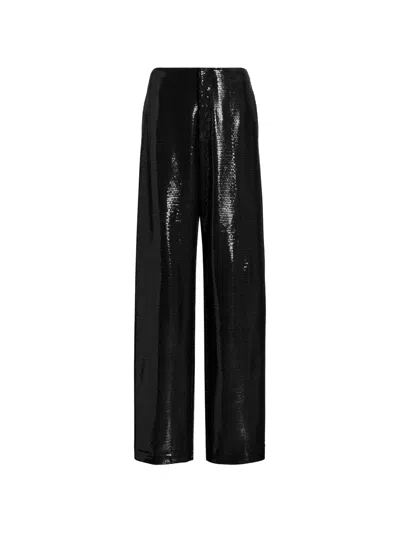 Alberta Ferretti Sequin-embellished Trousers In Black