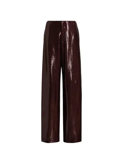 Alberta Ferretti Sequin-embellished Trousers In Brown