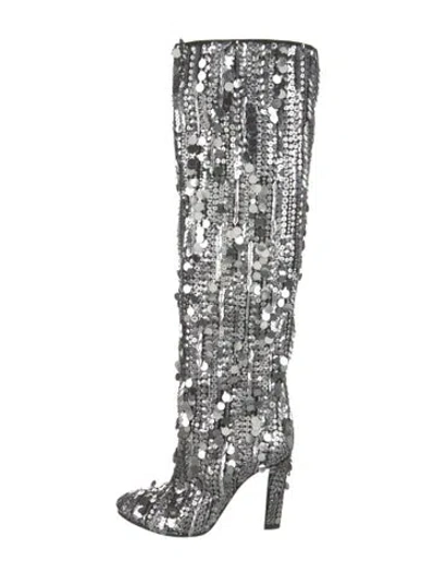 Pre-owned Alberta Ferretti Sequins Boots In Silver