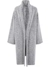 Alberta Ferretti Herringbone Textured Long Sleeve Coat In Gray