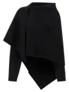 Alberta Ferretti Draped Knit Cardigan With Ribbed Accents In Black
