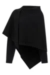 Alberta Ferretti Draped Knit Cardigan With Ribbed Accents In Black