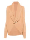 Alberta Ferretti Shawl Cardigan In Neutral
