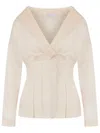 Alberta Ferretti Shawl-collar Blouse In ニュートラル