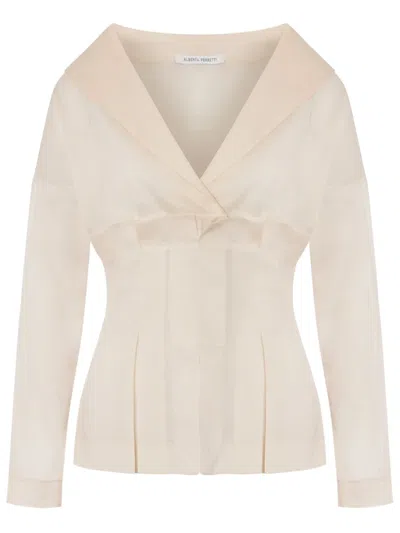 Alberta Ferretti Shawl-collar Blouse In ニュートラル