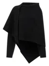 Alberta Ferretti Draped Knit Cardigan With Ribbed Accents In Black