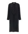 Alberta Ferretti Longline Shawl Collar Silk Coat In Black