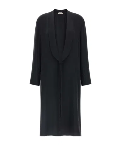 ALBERTA FERRETTI SHAWL-COLLAR SILK GEORGETTE COAT