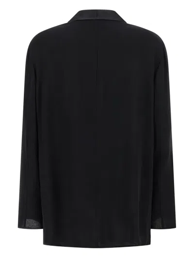 Alberta Ferretti Shawl-lapel Silk Blazer In Black