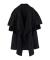 Alberta Ferretti Shearling-trim Cape In Black