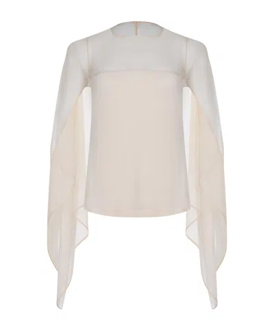 Alberta Ferretti Chiffon Sleeve Cover-up In White