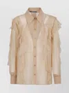 Alberta Ferretti Sheer Chiffon Shirt Collared Neck