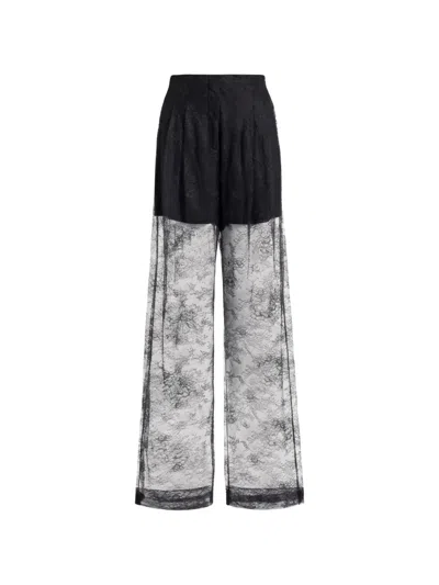Alberta Ferretti Sheer Lace-panelled Trousers In Multi