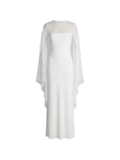 Alberta Ferretti Sheer Overlay Maxi Dress In White