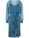 Alberta Ferretti Sheer-overlay Midi Dress In Green