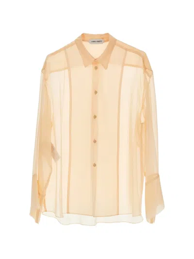 Alberta Ferretti Sheer Silk Blouse In Neutral
