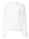 Alberta Ferretti Sheer Silk Blouse With Floral Embellishment In White