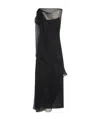 Shop Alberta Ferretti Sheer Silk Midi Dress In Black