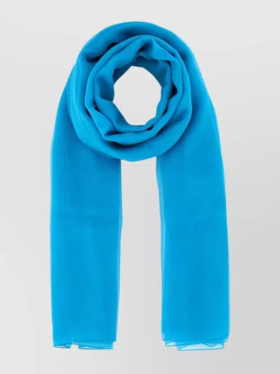 Alberta Ferretti Sheer Silk Scarf Lightweight Fabric In Blue