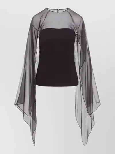 Alberta Ferretti Sheer Top Long Flowing Sleeves Design In Black