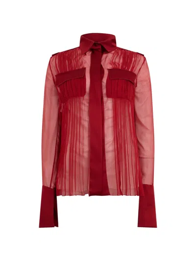 Alberta Ferretti Sheer-finish Blouse In Red