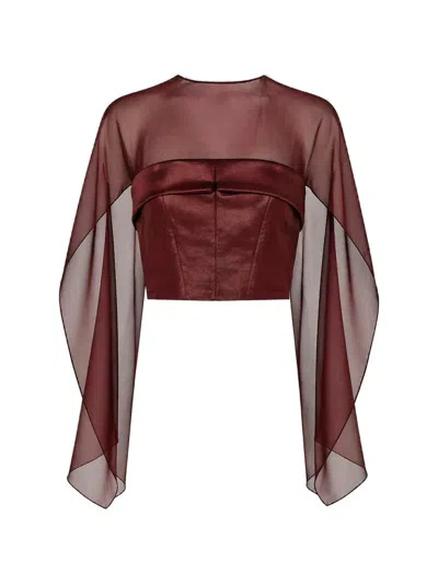 Alberta Ferretti Sheer-panel Corset Blouse In Animal Print