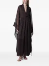 Alberta Ferretti 쉬어 소매 맥시 드레스 In Brown