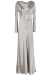Alberta Ferretti Abito Raso Lucido In Silver