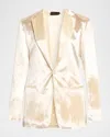 Alberta Ferretti Shiny Velvet Single-breasted Blazer Jacket In Animal Print