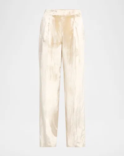 Alberta Ferretti Shiny Velvet Straight-leg Trousers In Multi