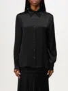 Alberta Ferretti Satin-finish Acetate Shirt With Classic Collar In Schwarz