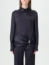 Alberta Ferretti Satin-finish Shirt In Blue