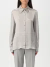 Alberta Ferretti Relaxed Fit Satin Shirt In Grey