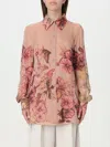 Alberta Ferretti Tattoo-print Silk Shirt In Pink