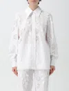 Alberta Ferretti Cut-out And Embroidery Detailed Shirt In Cotton Blend In White
