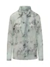 Alberta Ferretti Floral Print Chiffon Blouse With Knot Tie In Blue