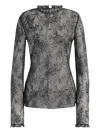 Alberta Ferretti Shirt Floral Pattern Keyhole Back Lace In Black