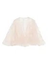 Alberta Ferretti Lace Cropped Top Sheer Flared Sleeves Drawstring In Neutral