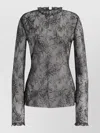 Alberta Ferretti Shirt Floral Pattern Keyhole Back Lace In Black