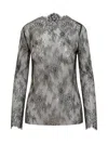 Alberta Ferretti Floral Pattern Lace Ls T-shirt In Gray